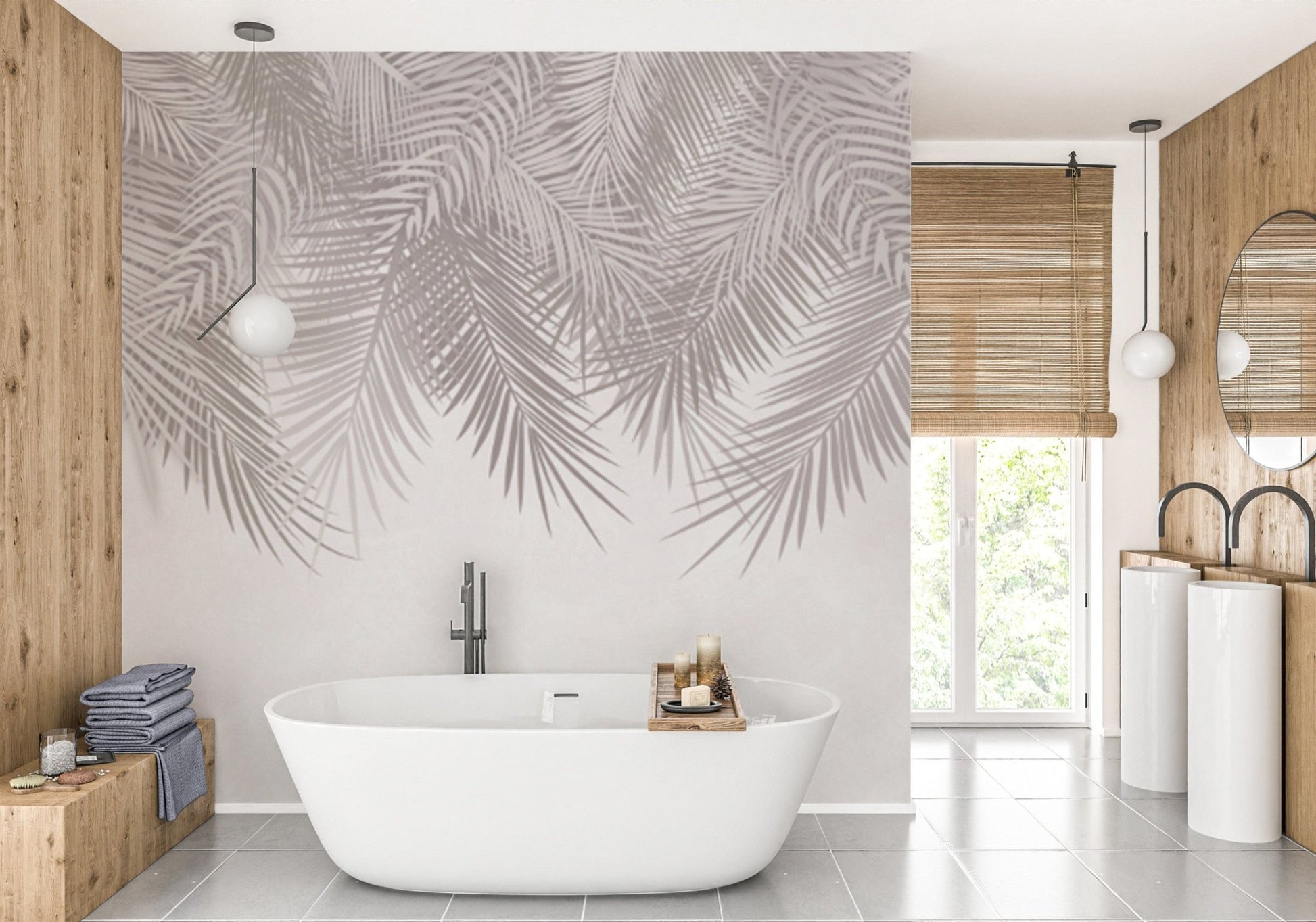 Luxurious palm frond wallpaper for living spaces
