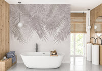 Luxurious palm frond wallpaper for living spaces
