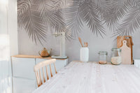 Modern elegant wallpaper featuring palm fronds
