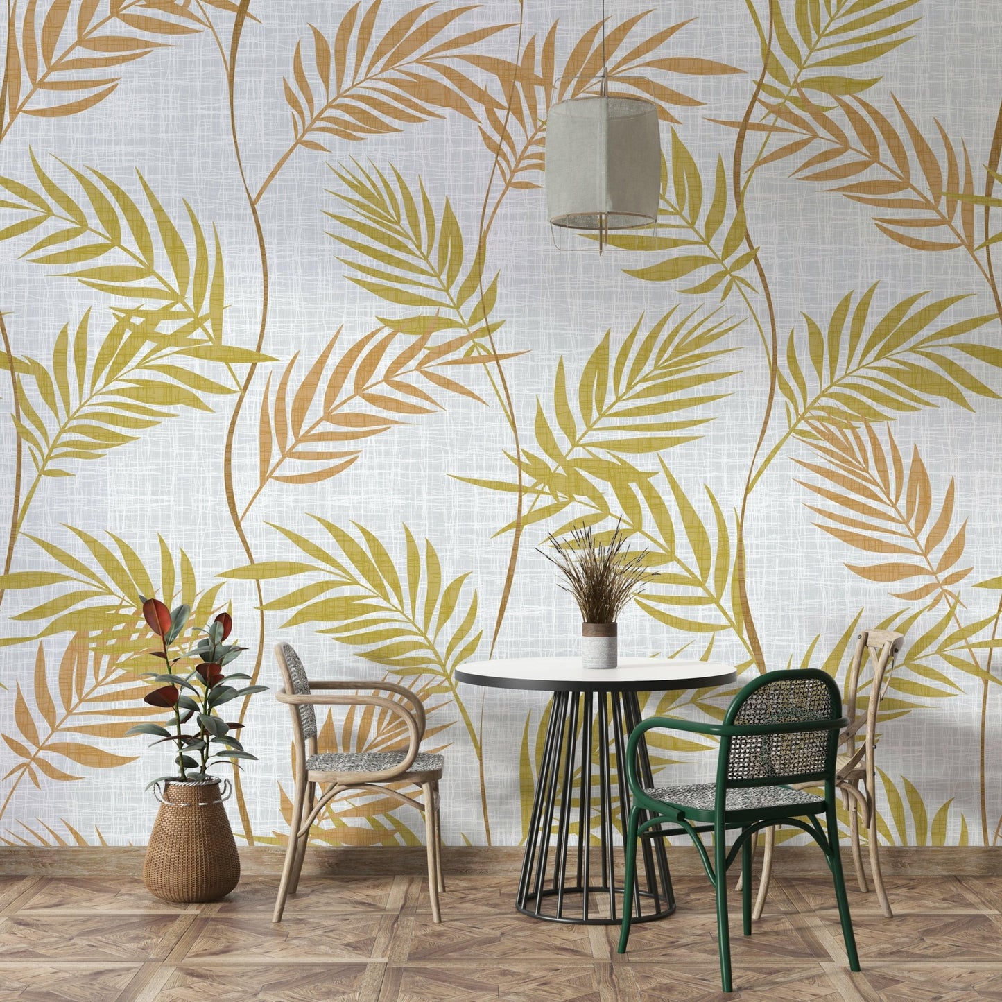 Calm botanical wallpaper for living rooms

