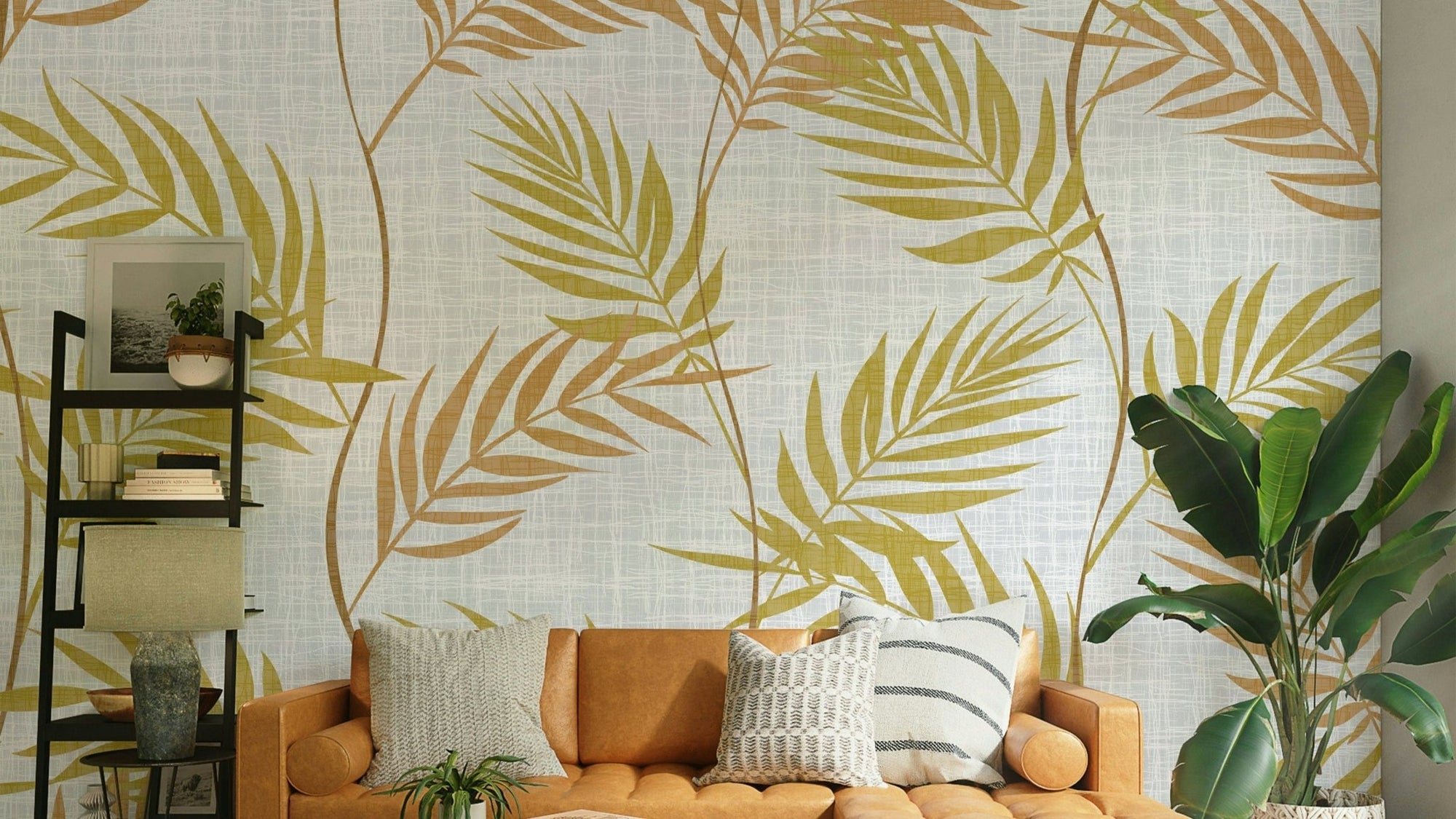 Elegant Palm Leaves wallpaper detail GD026

