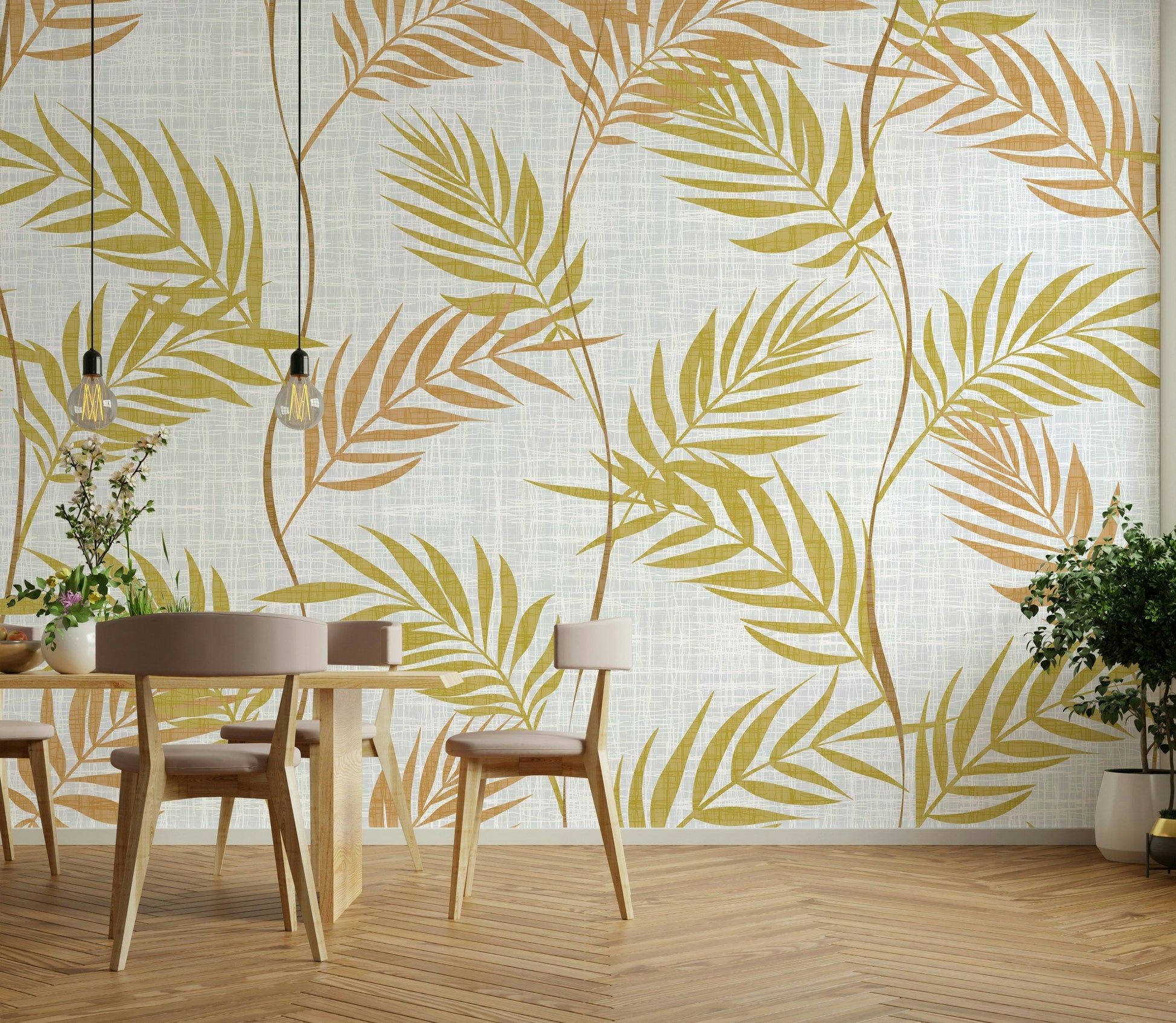 Refined palm leaves wallpaper texture


