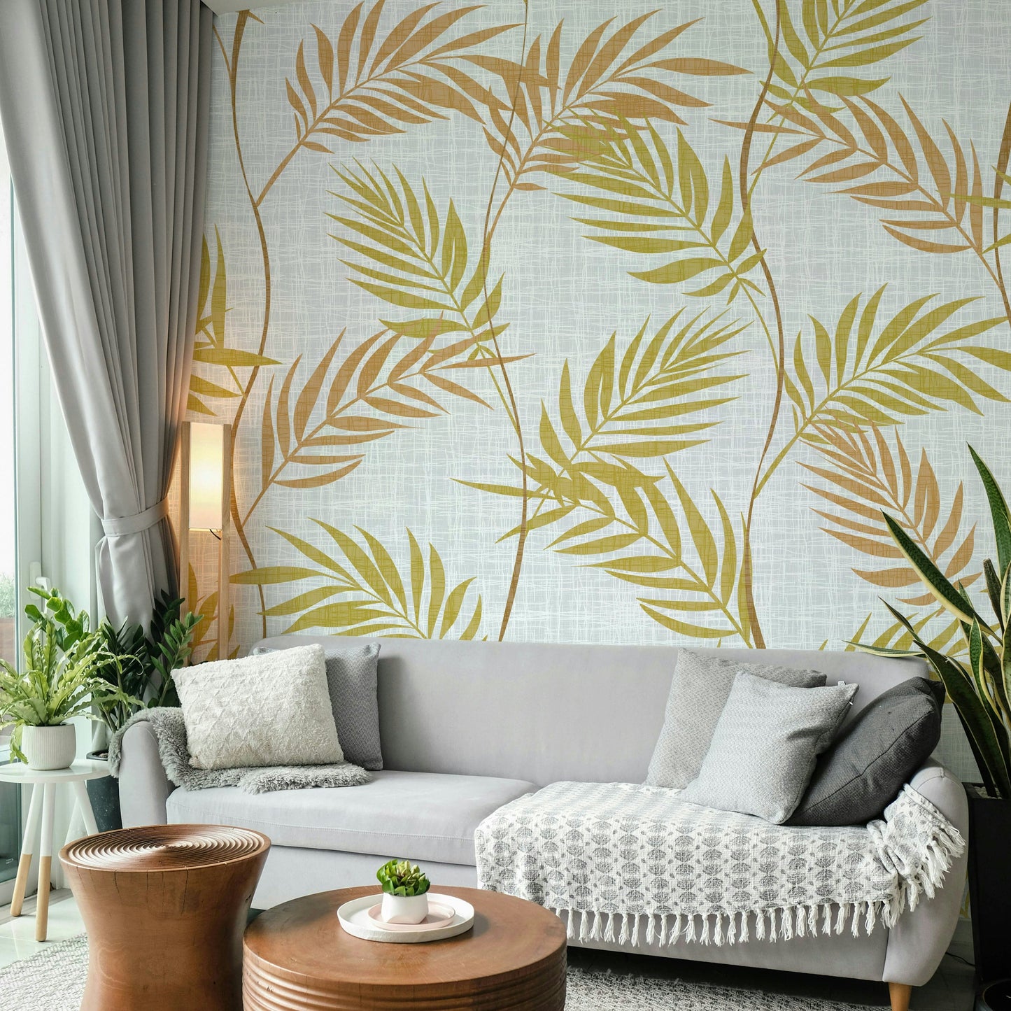 Light and airy botanical wall mural design

