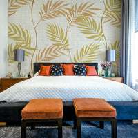 Botanical wallpaper with palm leaf pattern

