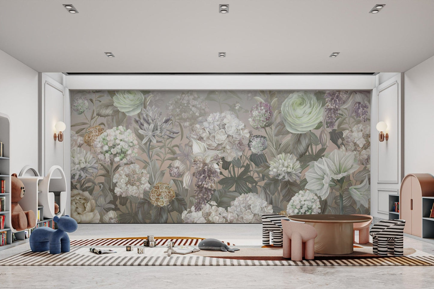 Soft botanical wallpaper with flowers
