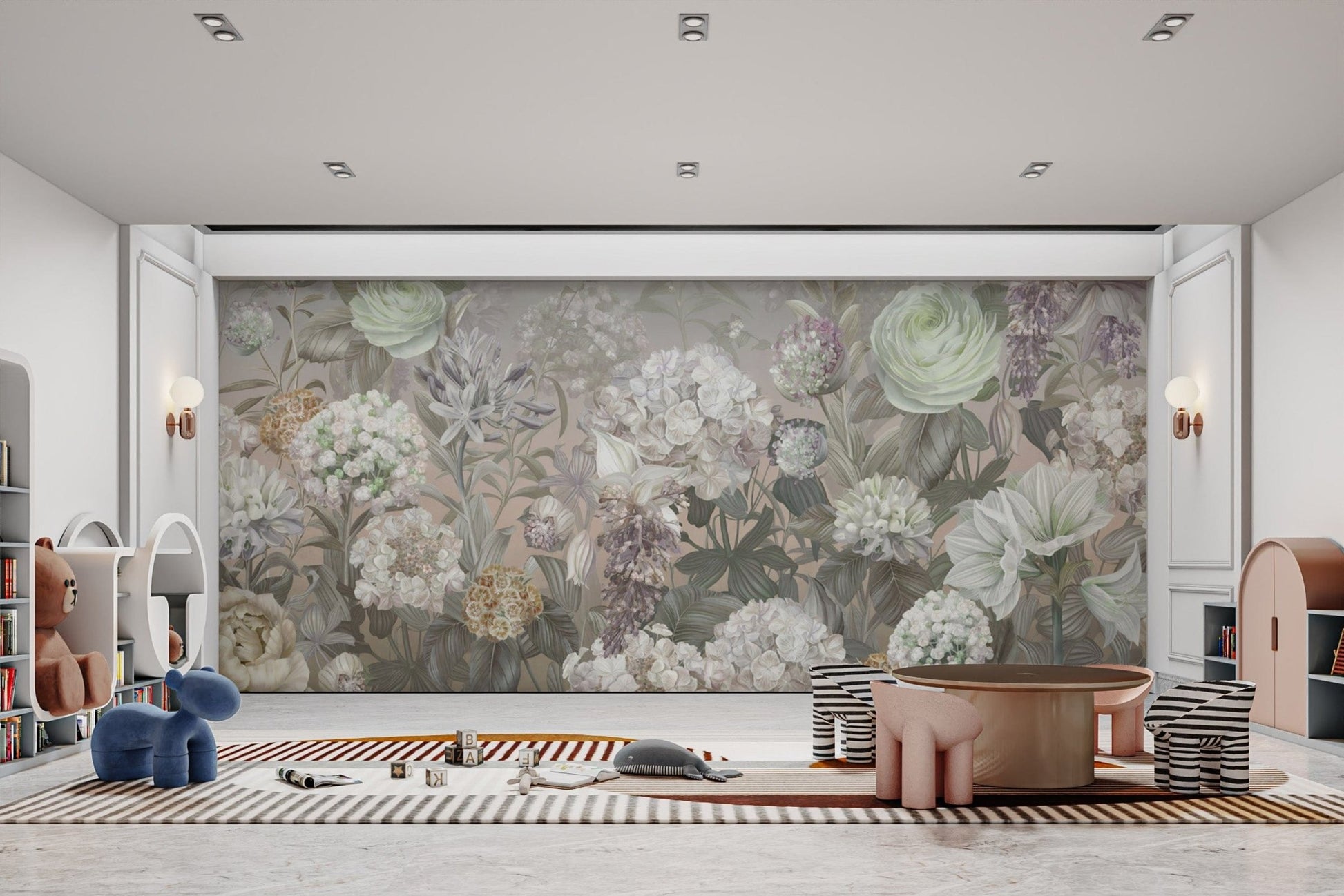 Soft botanical wallpaper with flowers
