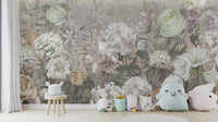 Botanical wallpaper featuring hydrangeas
