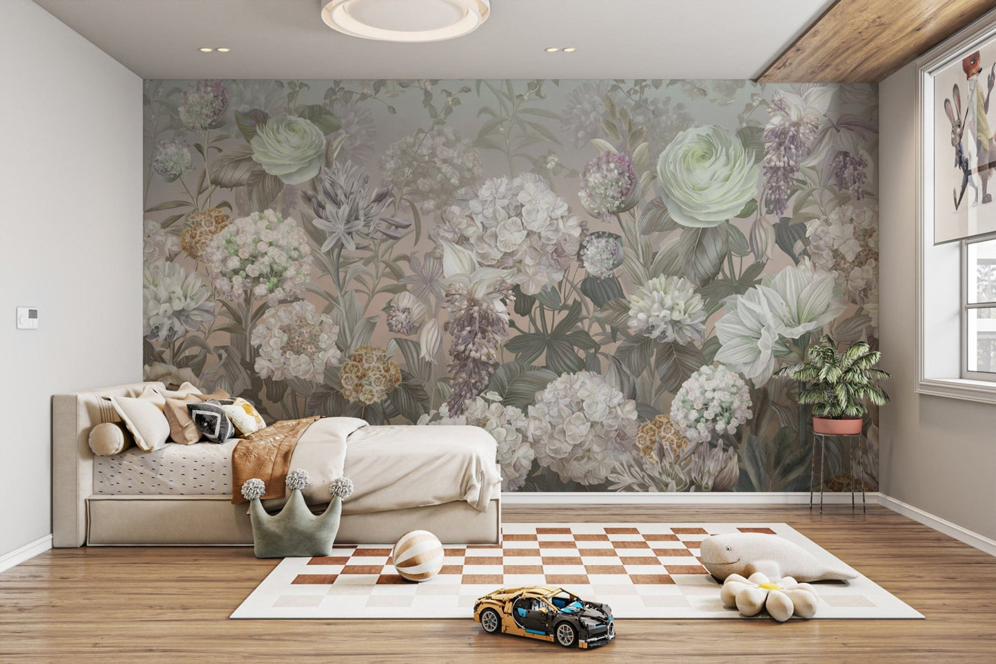 Elegant pastel floral wallpaper design
