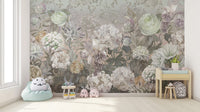 Delicate floral wallpaper in soft tones
