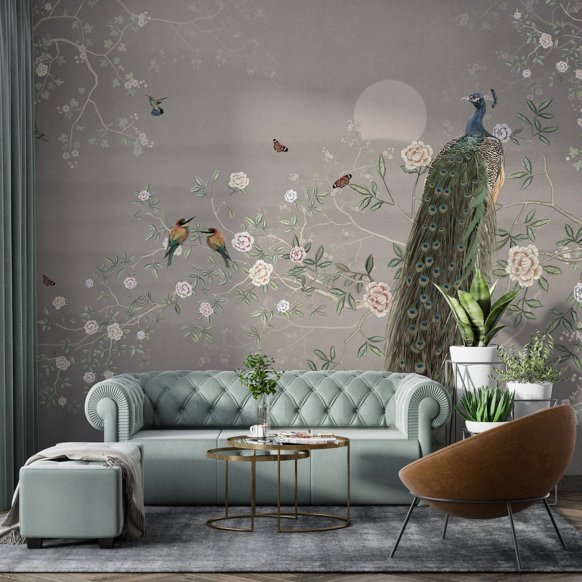 Nature-inspired peacock bird wallpaper B937
