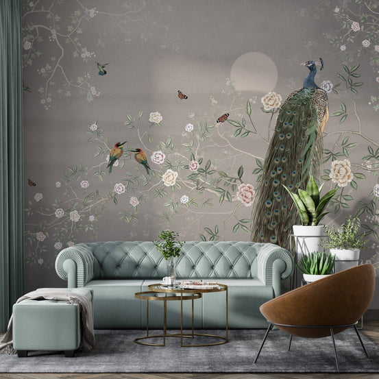 Nature-inspired peacock bird wallpaper B937
