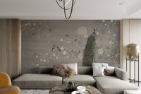 Garden birds and peacock wallpaper

