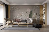 Detailed peacock feathers wall design
