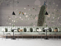 Peacock wall mural with butterflies






