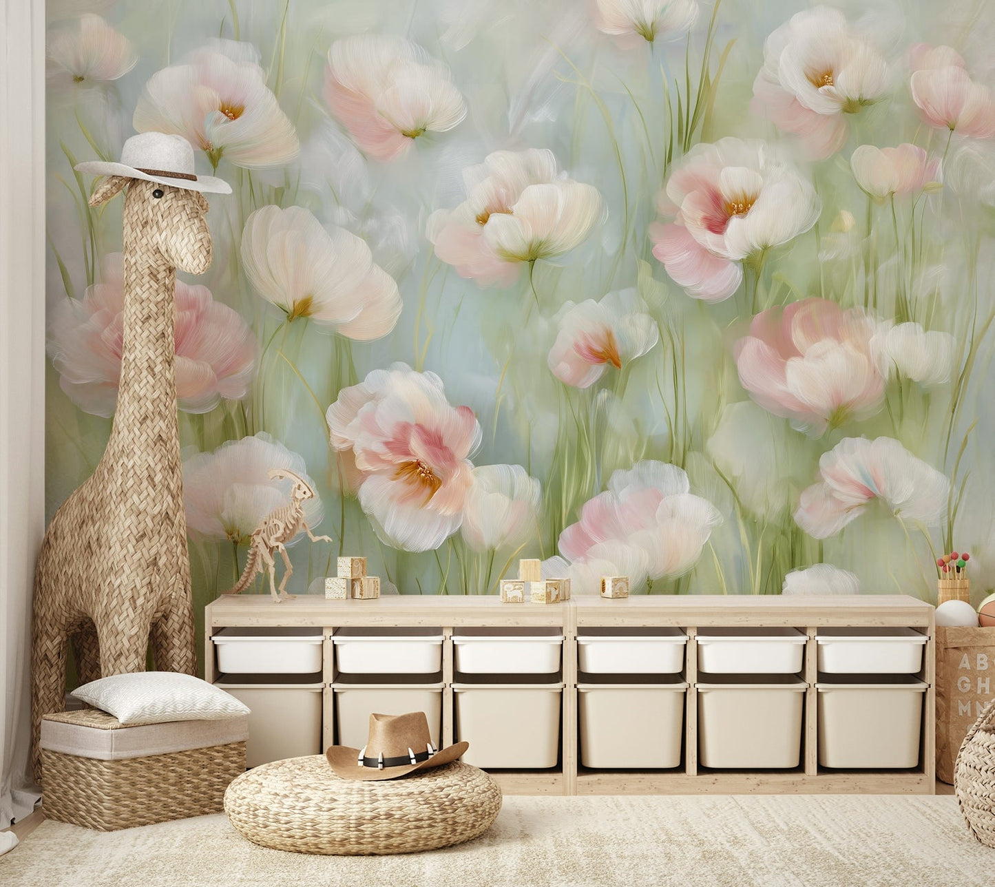 Graceful poppy design for living room
