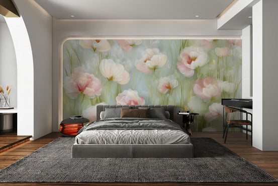Elegant poppy floral wallpaper design, GD2397