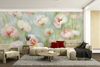 Pastel flower wall mural with texture
