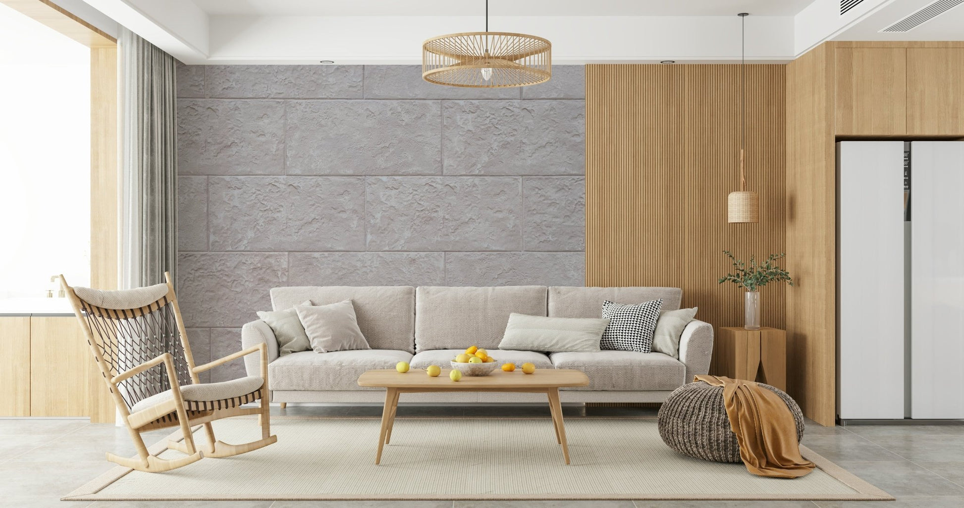 Seamless pattern of the Elegant Stone Blocks mural showing large, structured stones.