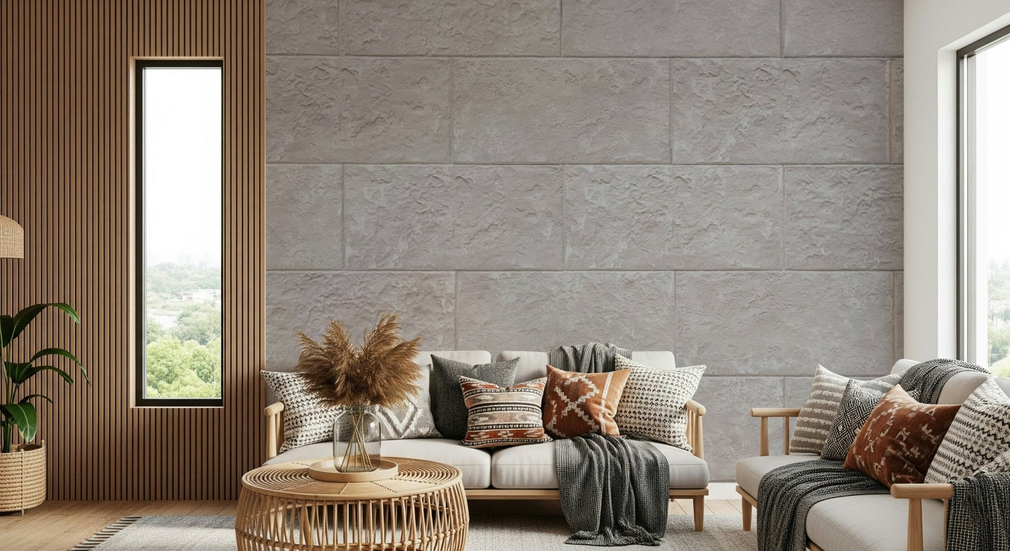 Close view of the natural, varied tones in the attractive Elegant Stone Blocks design.