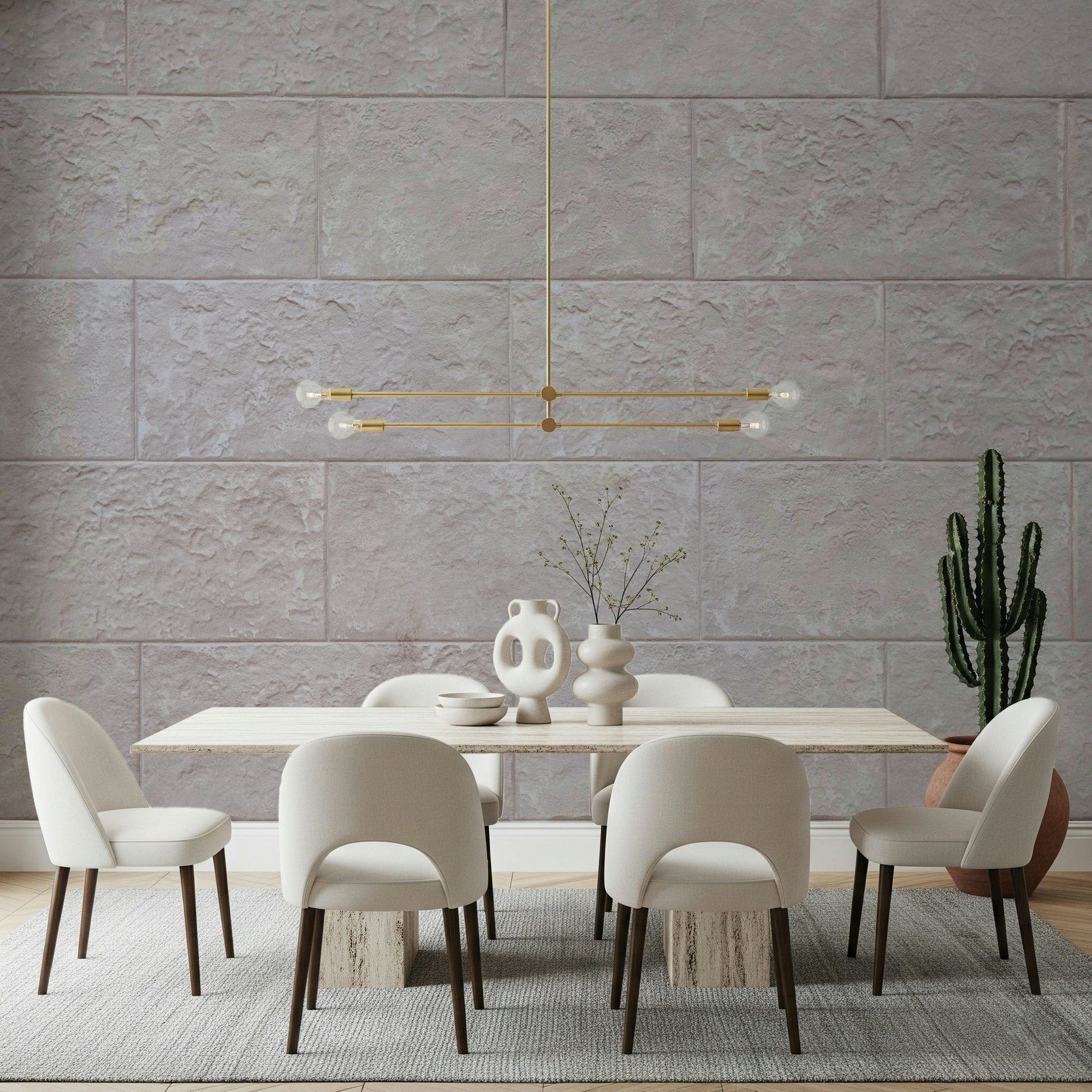 Installation image of the hassle-free Elegant Stone Blocks peel and stick wallpaper.