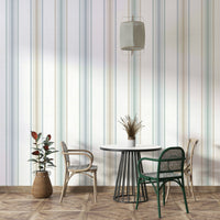Elegant coastal striped wallpaper for bathroom walls