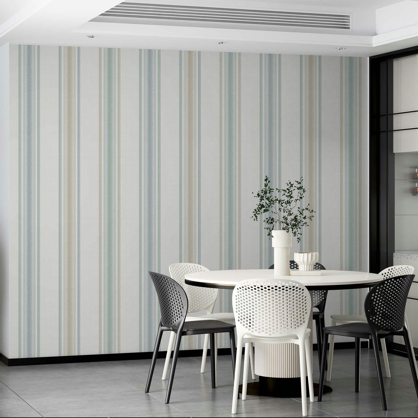 Subtle vertical lines wallpaper for coastal rooms