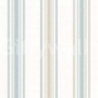 Coastal living room wallpaper with vertical stripes