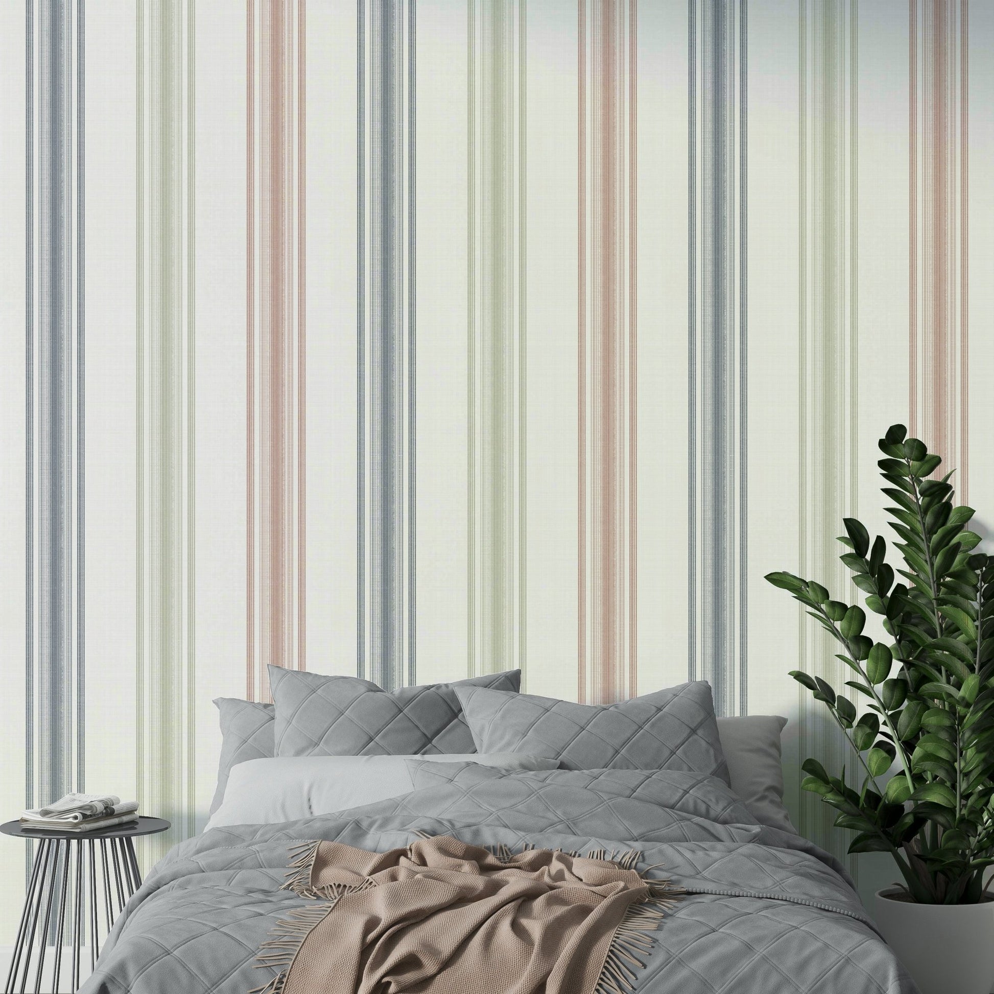 Classic wall mural with subtle stripe patterns