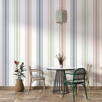 Neutral stripe mural wallpaper for cozy bedrooms