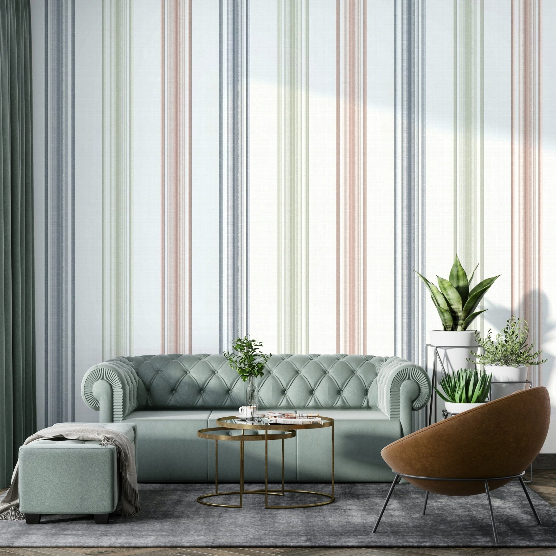 Minimal striped mural for rustic-inspired rooms

