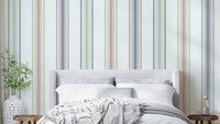Farmhouse striped wallpaper with a cozy feel
