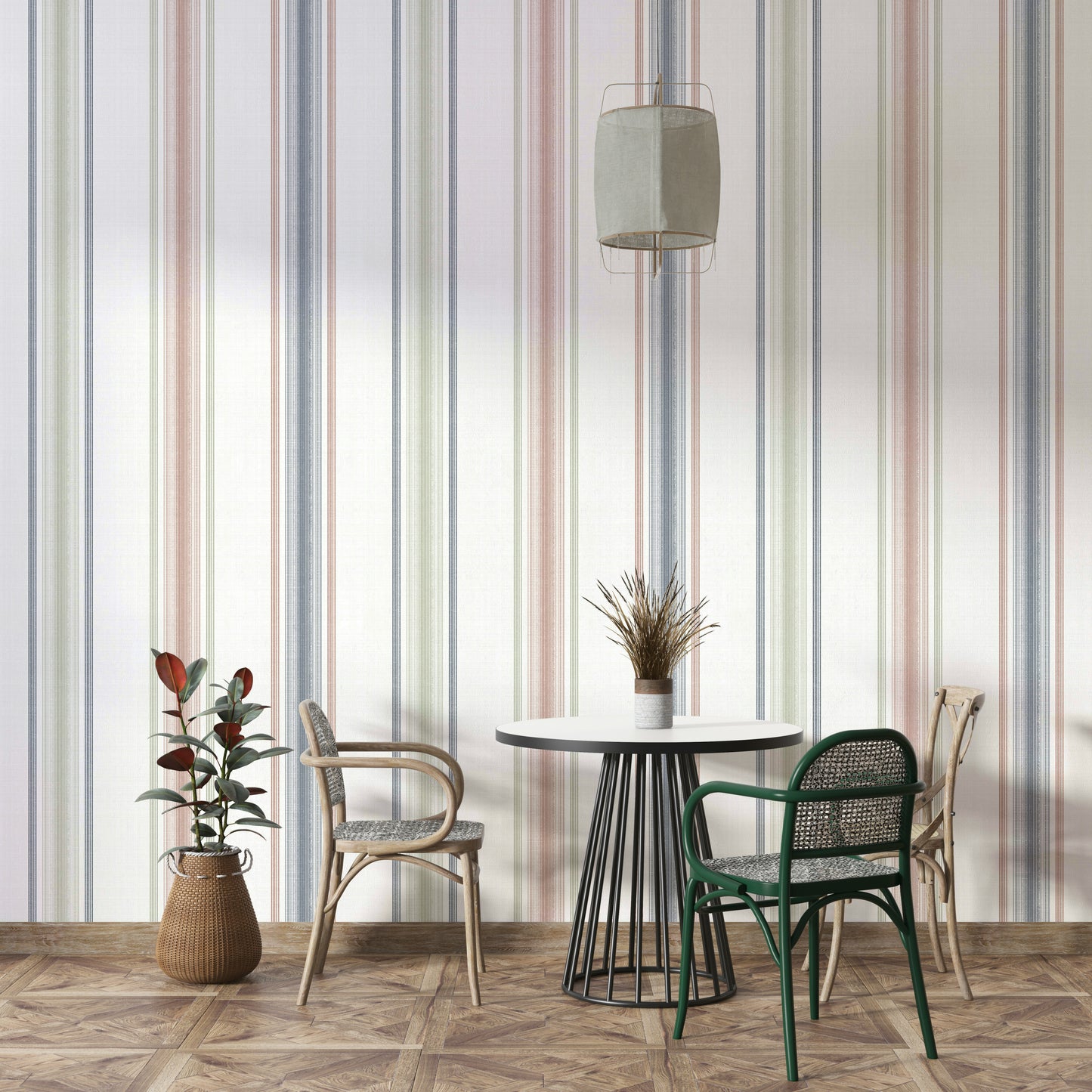 Neutral stripe pattern for rustic spaces
