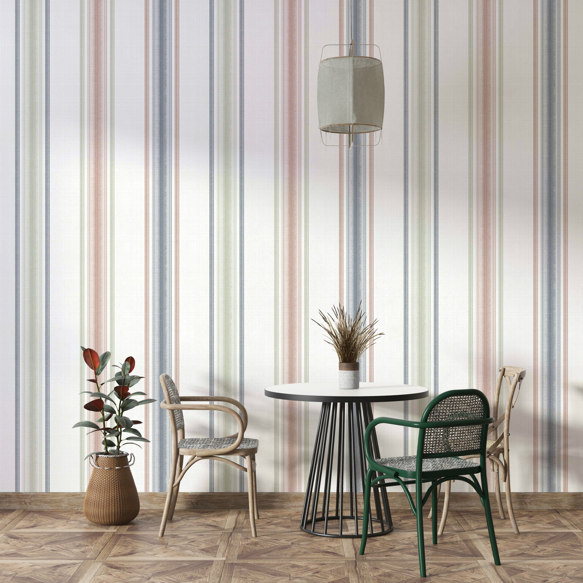 Neutral stripe pattern for rustic spaces
