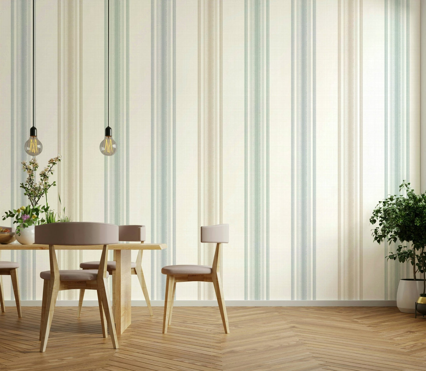 Soft cream and beige stripe mural

