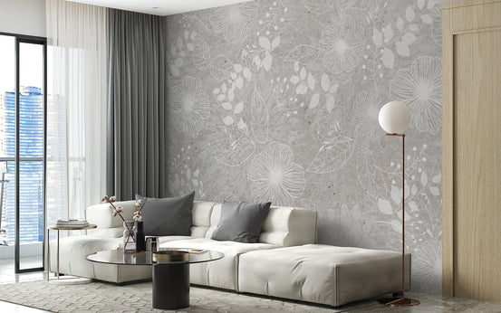 Elegant gray floral wallpaper design A829