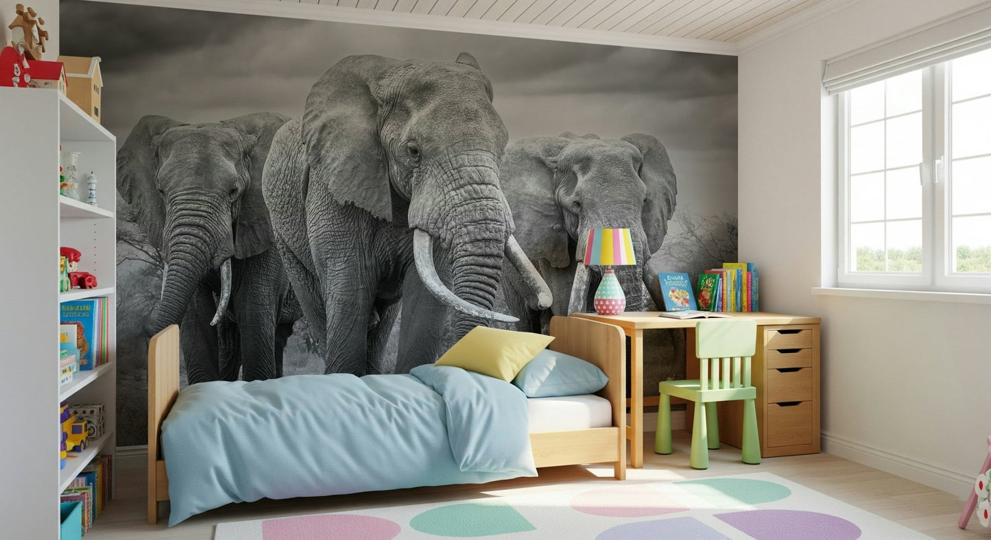 A serene subtle animal wall mural for your decor.