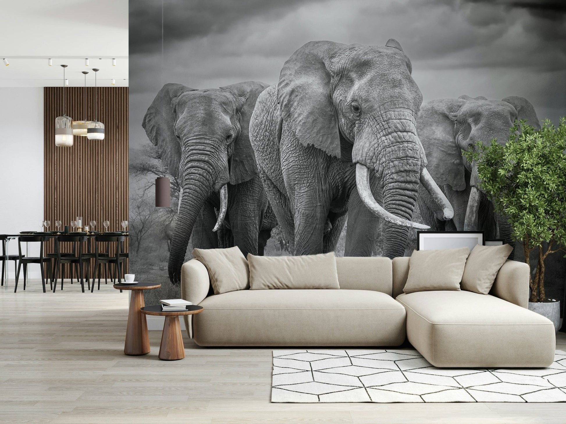 An artistic nature inspired mural for home decor.