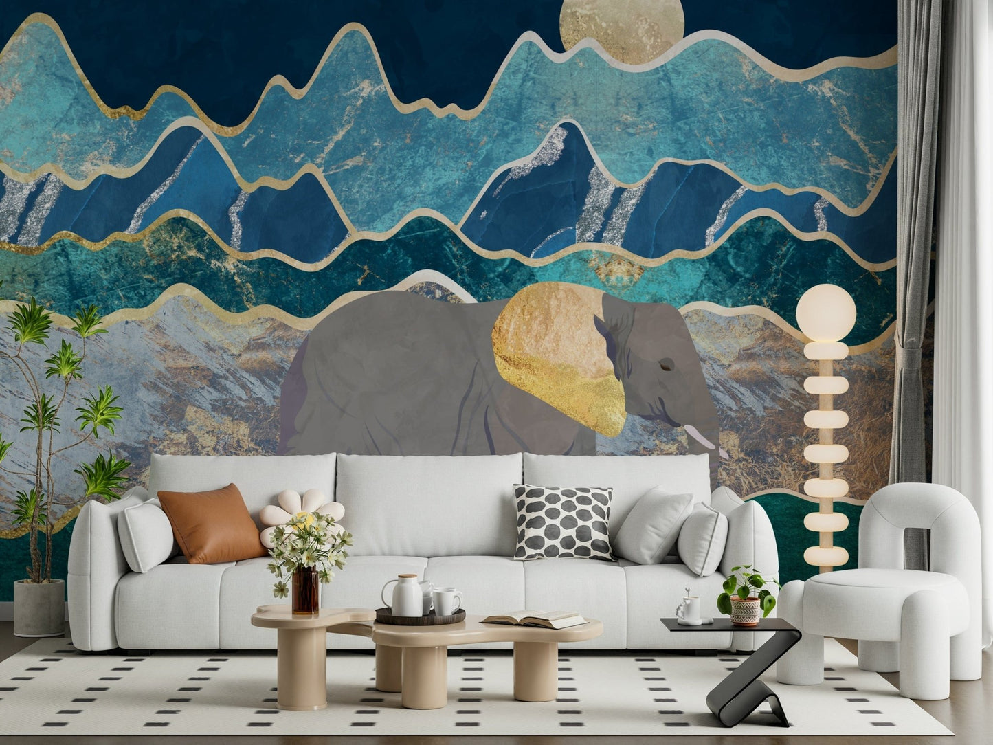 An artistic nature inspired mural for home decor.