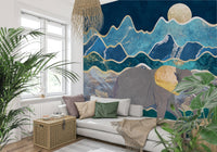 A beautiful elephant vista wallpaper mural with subtle safari animals.