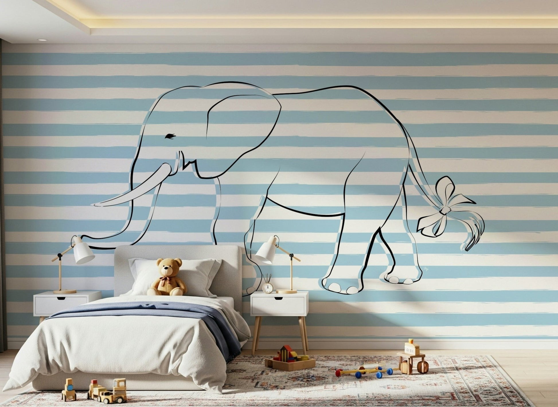 A serene animal portrait wall mural for playful decor.