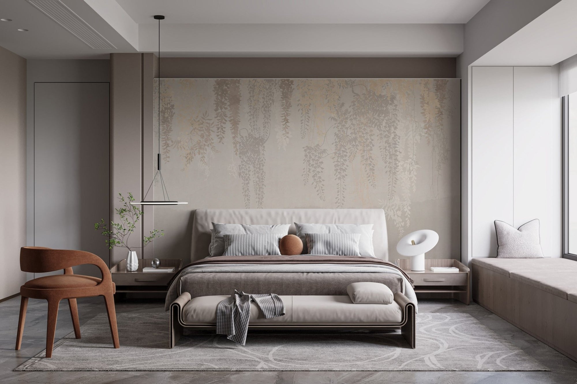 Elegant autumn leaf cascade mural A398
