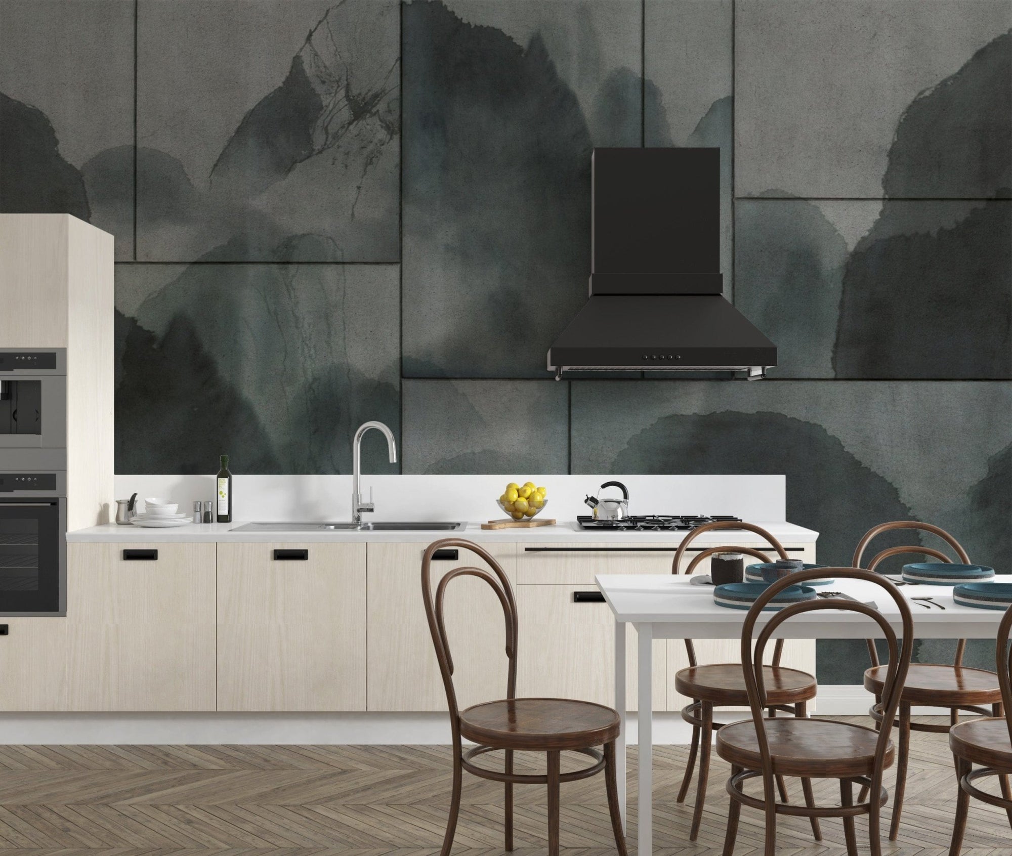Elysian Dusty Green nature-inspired wallpaper mural design. B787