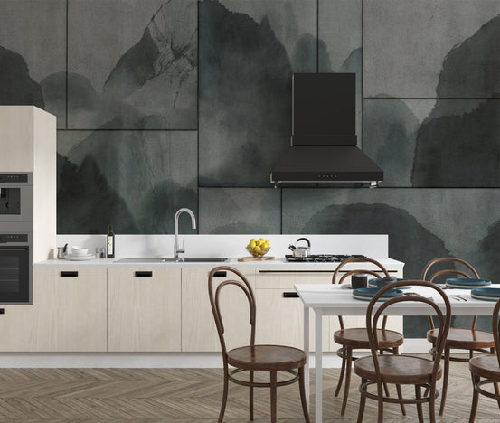 Elysian Dusty Green nature-inspired wallpaper mural design. B787