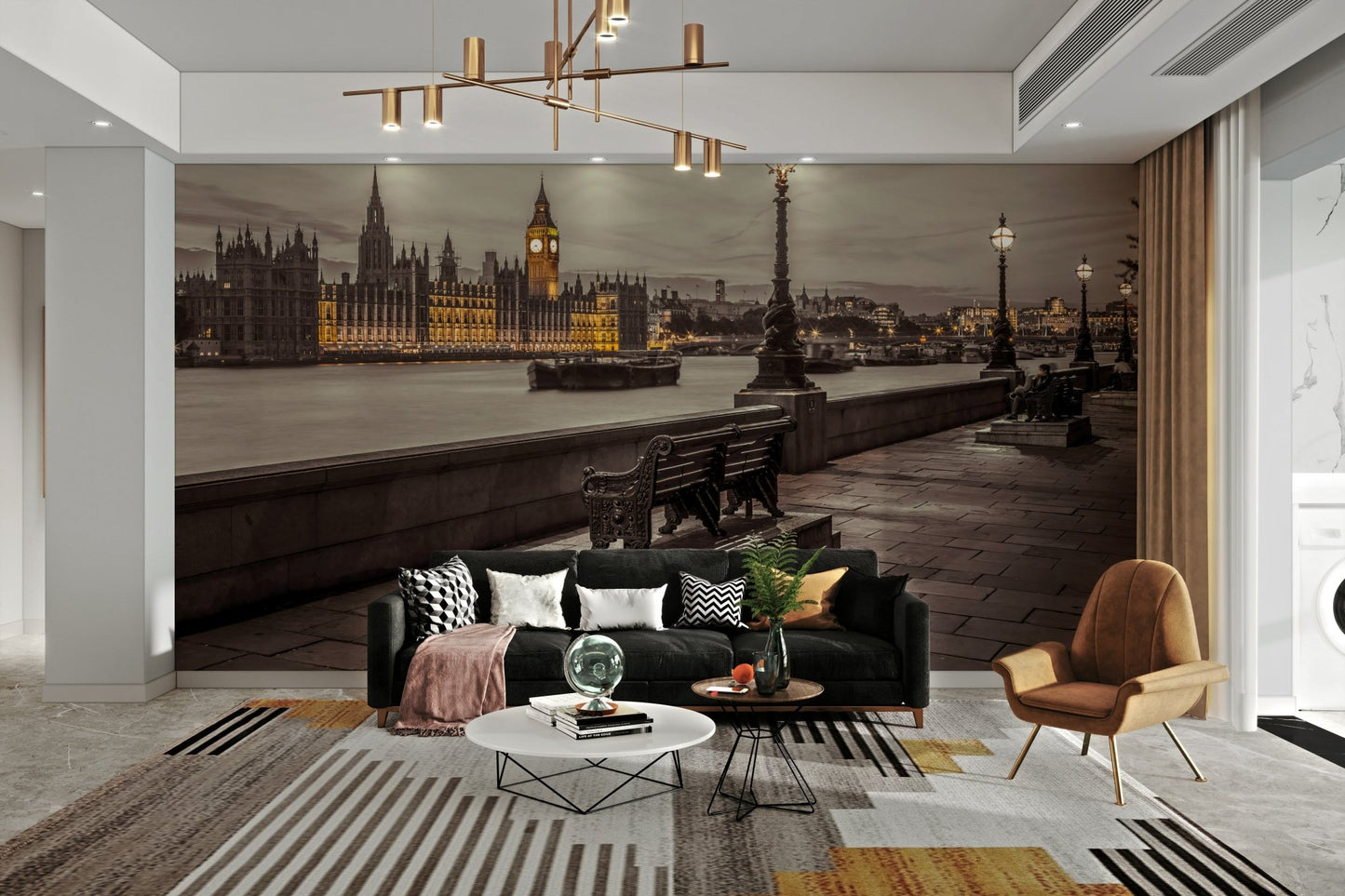 Outdoor-inspired Embankment Bench Wall Mural


