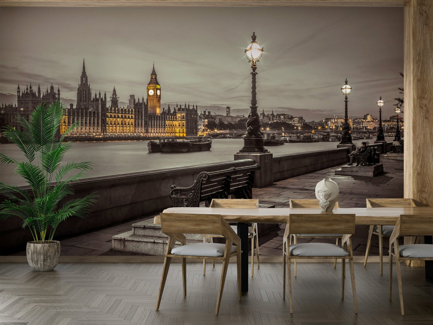 Outdoor-inspired Embankment Bench Wall Mural

