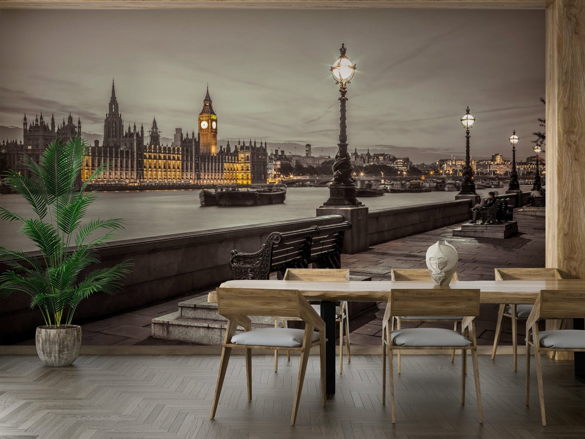 Outdoor-inspired Embankment Bench Wall Mural

