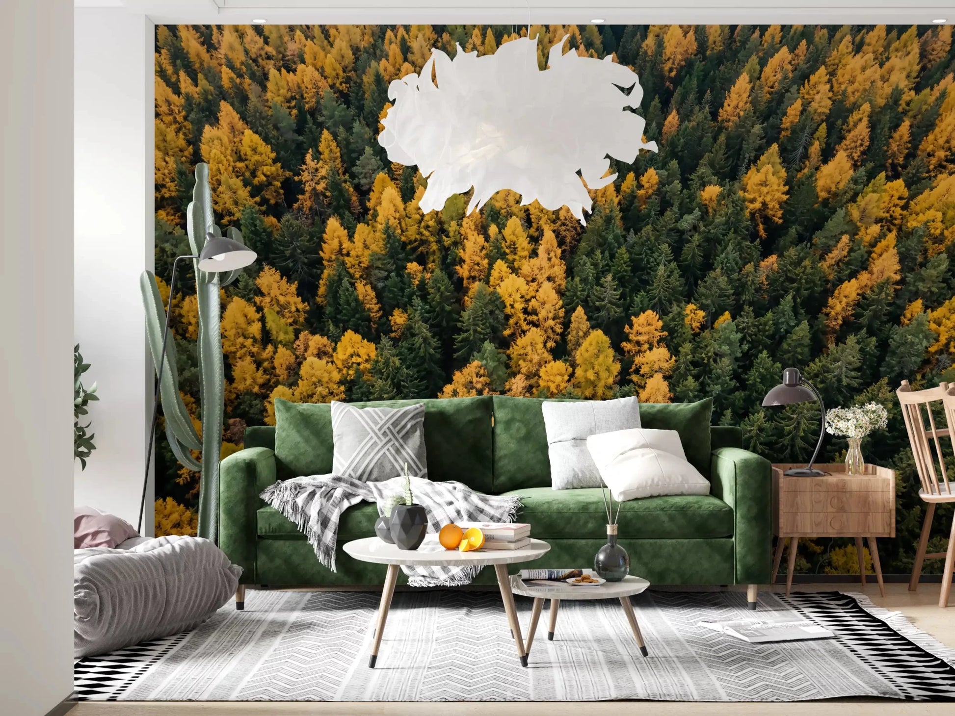 Soft canopy texture gives depth to Emerald and Gold Forest Canopy wall mural.GD9602