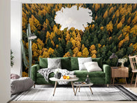 Soft canopy texture gives depth to Emerald and Gold Forest Canopy wall mural.GD9602