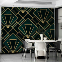 Sophisticated Emerald Art Deco Mural for Elegant Spaces

