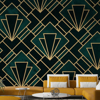 Vibrant Emerald Art Deco Mosaic Mural for Contemporary Rooms

